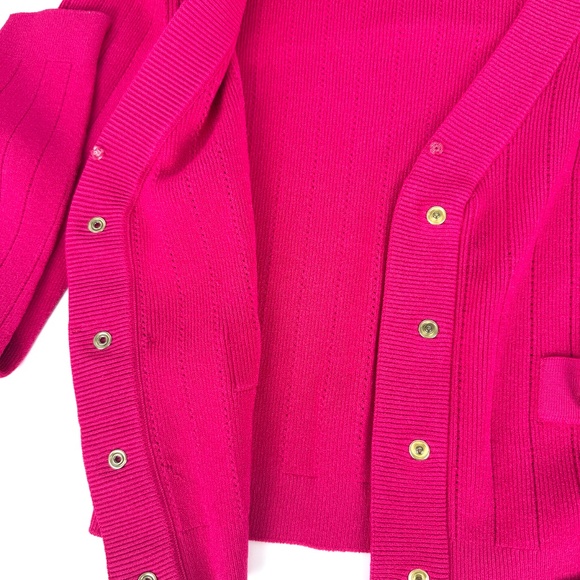 Balmain Long Sleeved V Neck Knit Pink Cardigan Button Top 38 6 - Picture 11 of 13